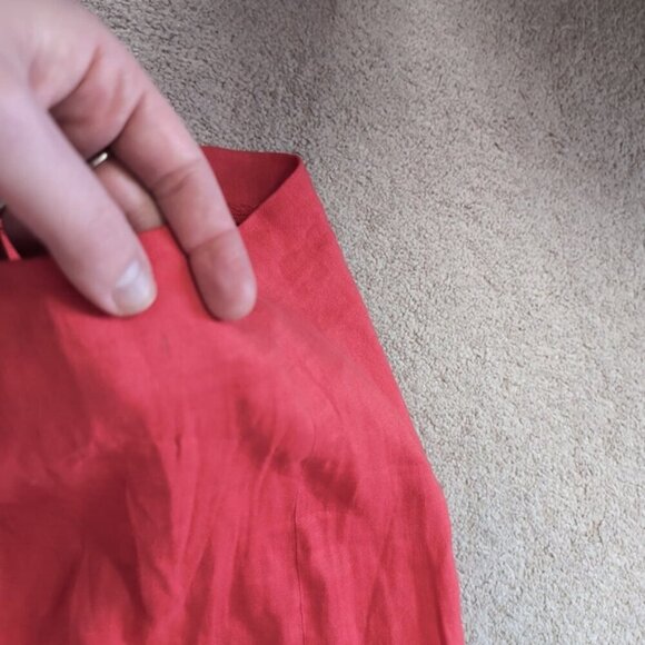 Zara Linen Beach Vacation Coastal Ruffle Frill Pencil Red Orange Skirt XS - Picture 8 of 9